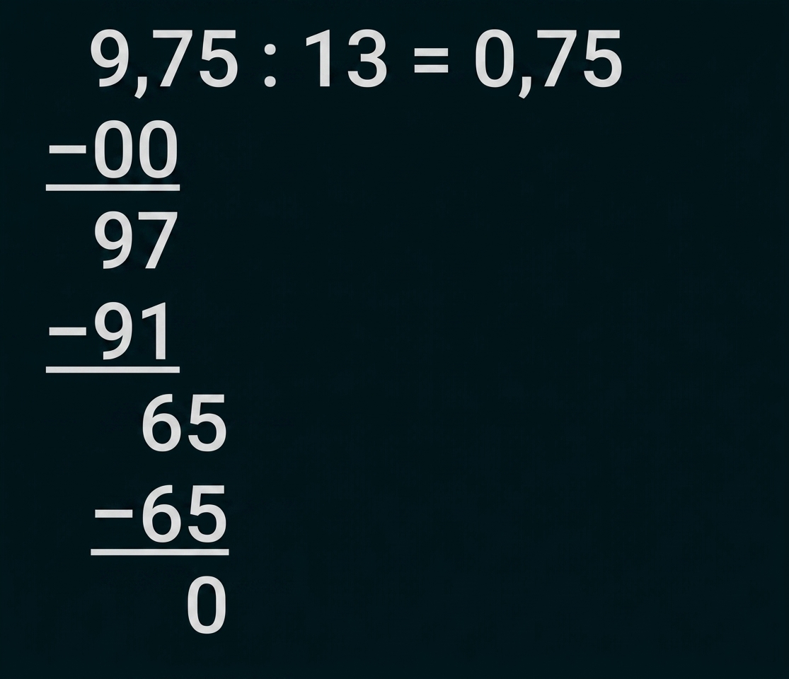 Schriftliche Division mit dem Ergebnis 0,75
